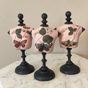 Miniature Wood Bust Forms Mini  7” Butterfly Feminism Nature Decor Shelf Styling